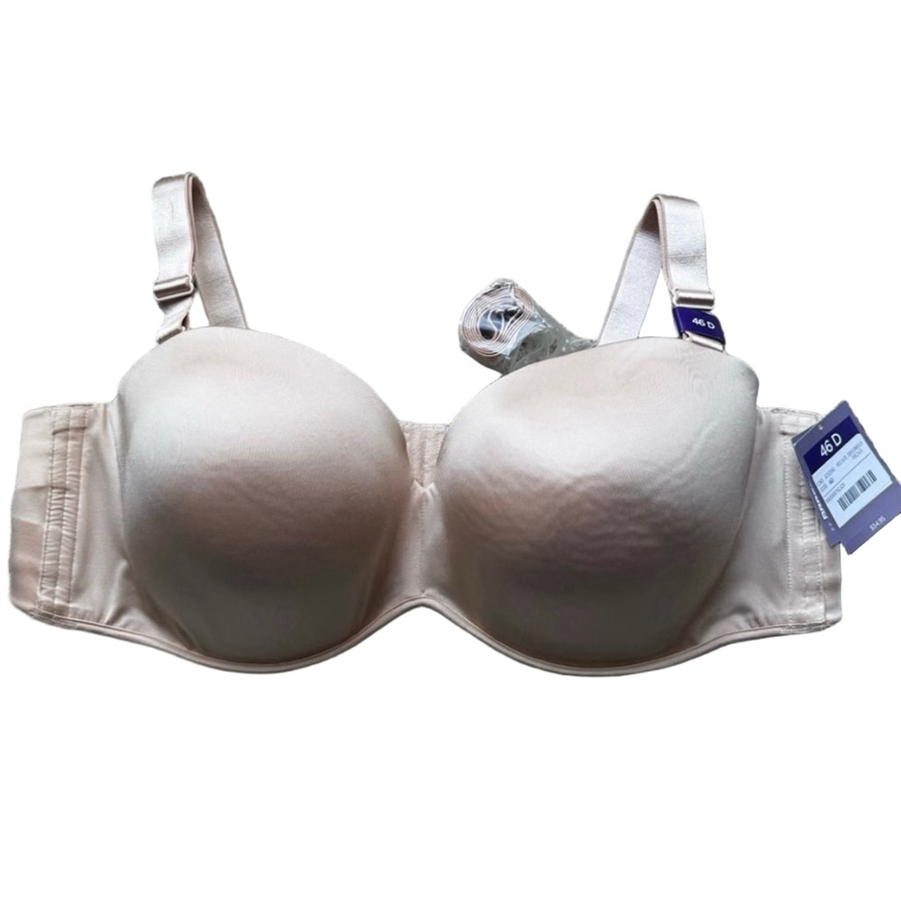 NWT Catherines Strapless Multi-Way Bra 46D Halter Racerback Single Strap Nude